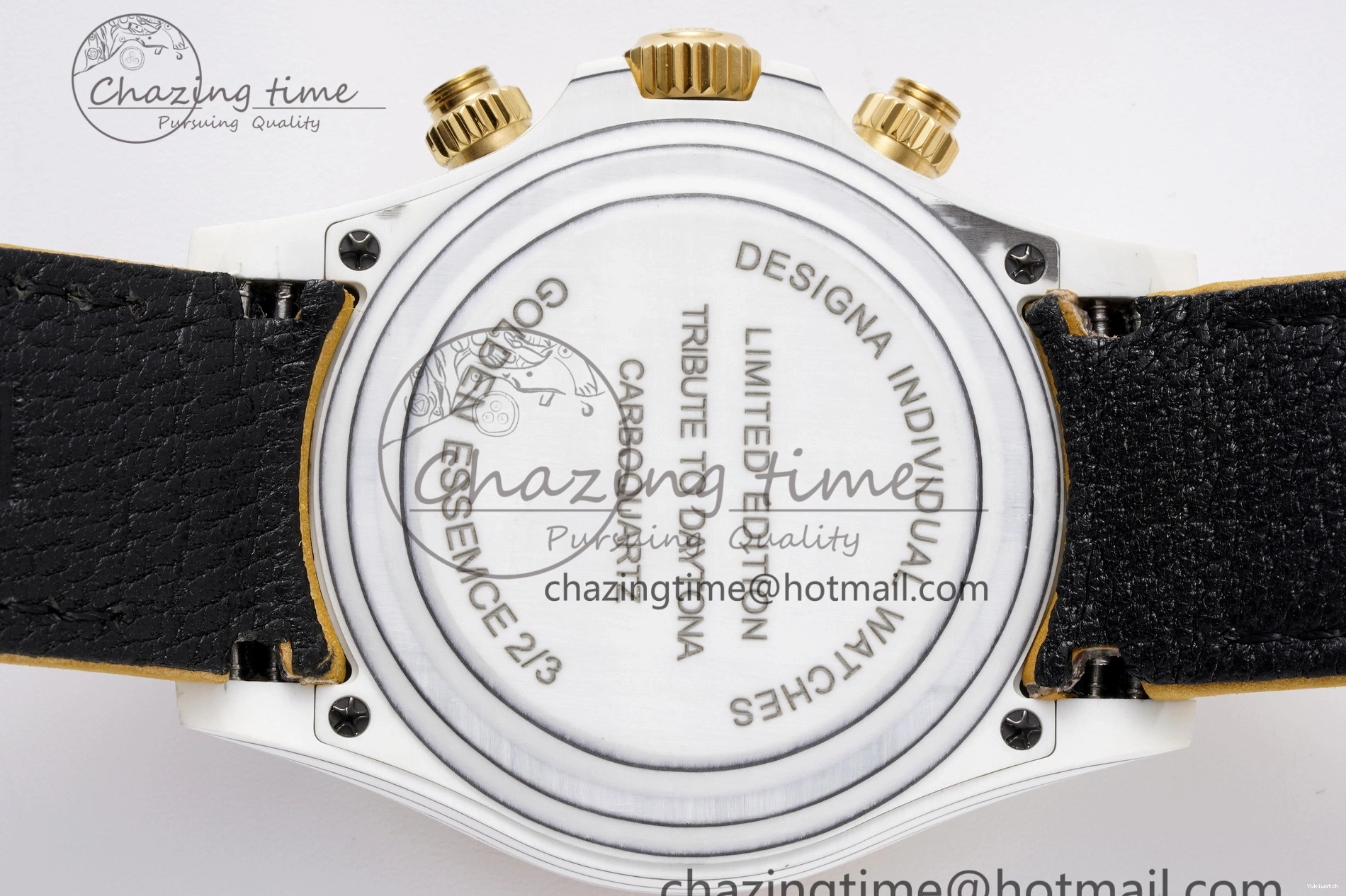 Daytona Bezel Leather Strap A7750 on White DIWF YG Dial DIW Brown YG Edition Case Carbon 0430